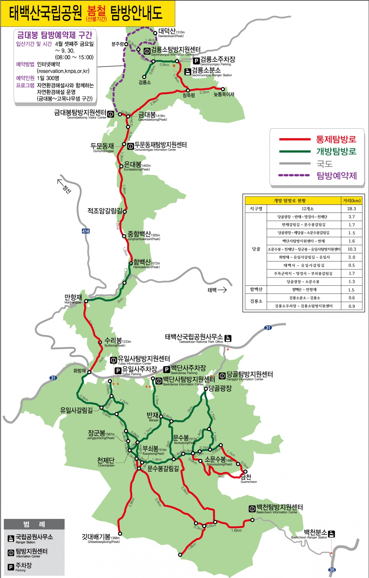 태백산국립공원 - 봄철 산불조심기간 일부 탐방로 통제 실시 (태백산국립공원 제공)